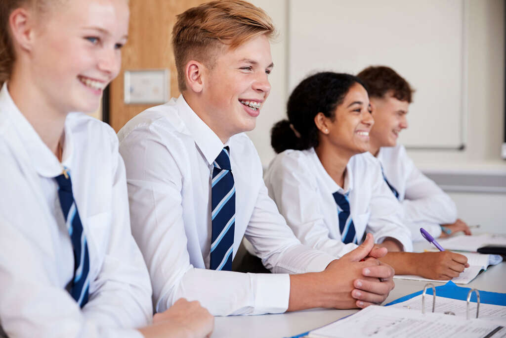 Row of high scholl students
