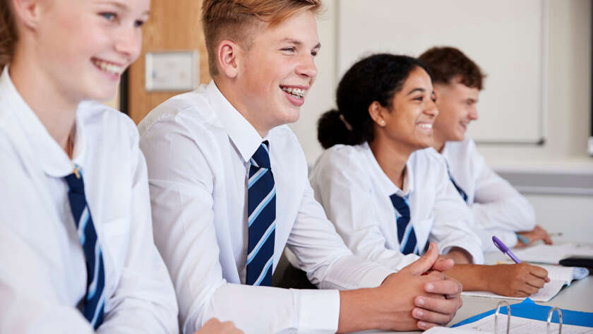 Row of high scholl students