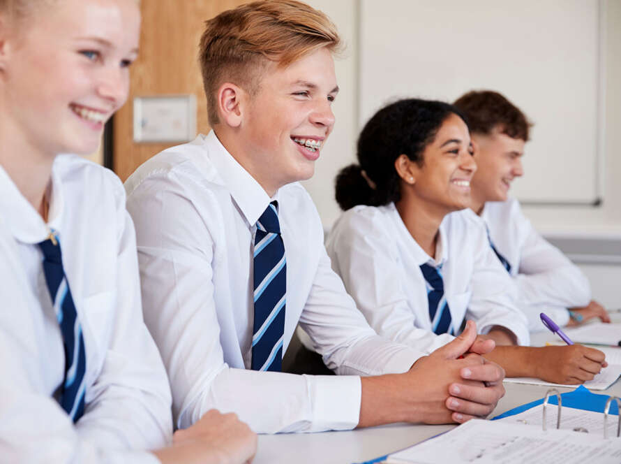 Row of high scholl students