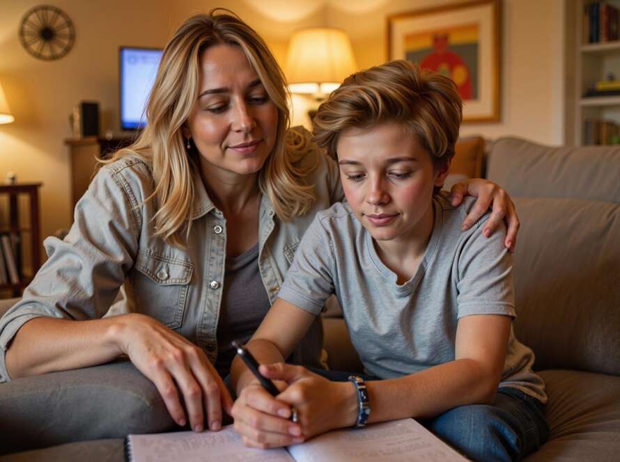 Parent studying with child