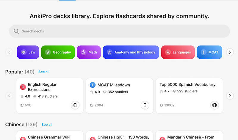 Anki Flash Cards app for studying