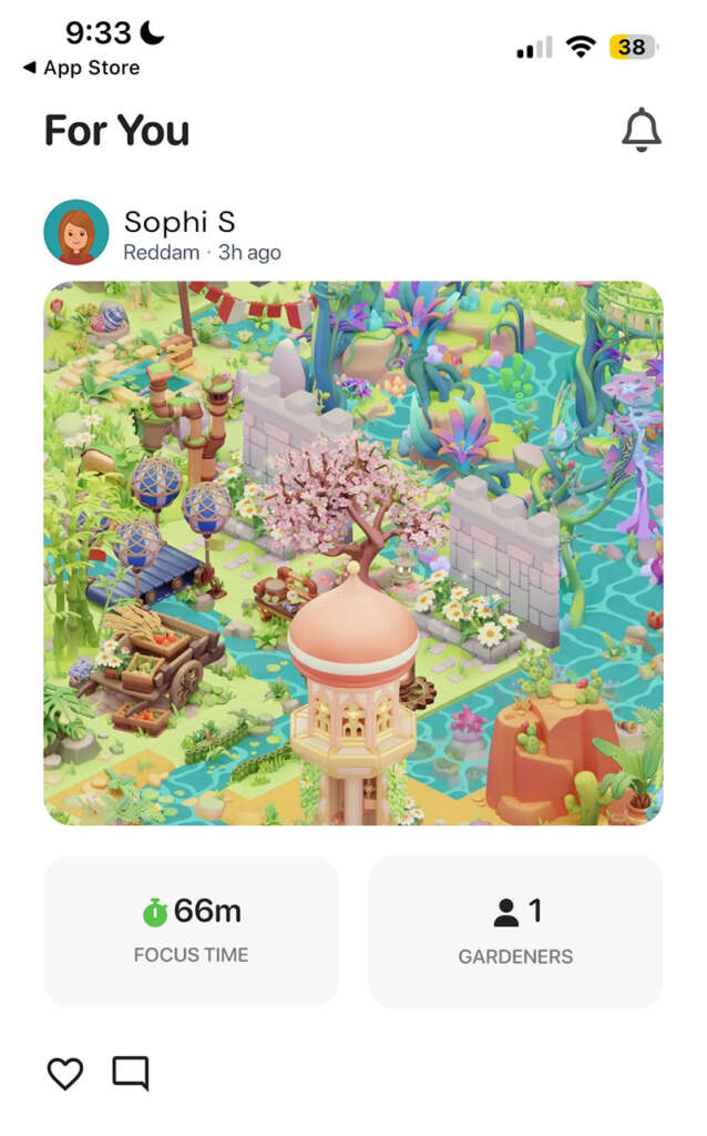 Focus garden study app - sharing your garden