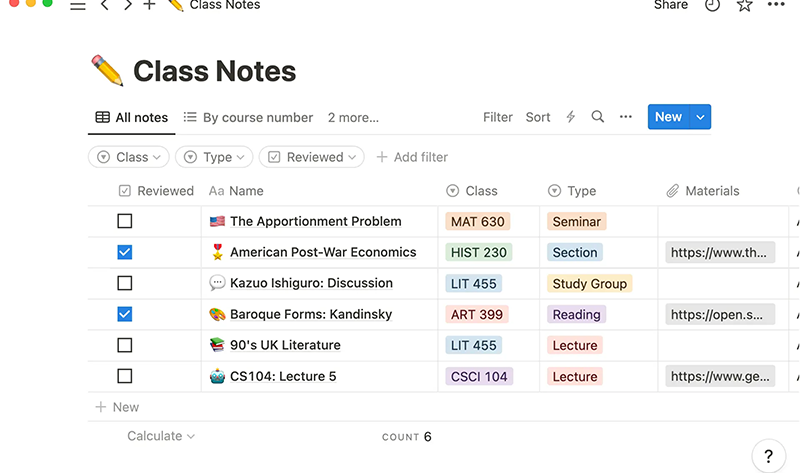 Using Notion as a study tool